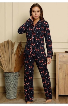 Alimer Kadın Lacivert Geyik Desenli Uzun Kollu Pijama Takımı EDY2621UK-L Lacivert Alimer Kadın Lacivert Geyik Desenli Uzun Kollu Pijama Takımı EDY2621UK-L Lacivert
