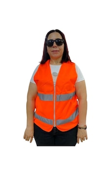 Fermuarlı Turuncu İkaz Yeleği Xl Beden 59 Cm Açık Gri - Füme Fermuarlı Turuncu İkaz Yeleği Xl Beden 59 Cm Açık Gri - Füme