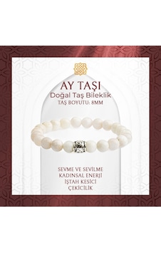 Saff Doğaltaş Ay Taşı 8 MM Doğal Taş Bileklik Çok Renkli