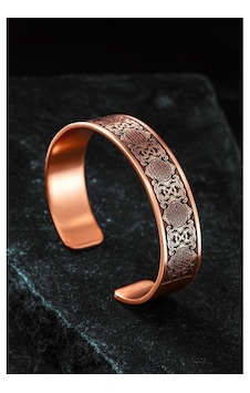Lotus Çiçeği - Yaşam Çiçeği Erkek Kelepçe Bileklik Rose Gold Lotus Çiçeği - Yaşam Çiçeği Erkek Kelepçe Bileklik Rose Gold