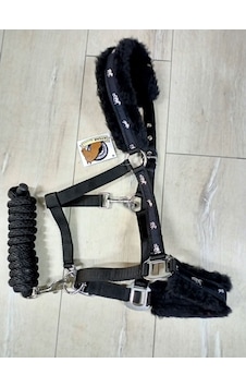 Atsar İthal Peluşlu Yular + Gezdirme İpi Siyah Atsar İthal Peluşlu Yular + Gezdirme İpi Siyah