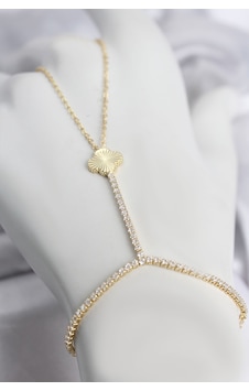 Gold Renk Pirinç Lazerli Yonca Model Zirkon Taşlı Şahmeran Altın Gold Renk Pirinç Lazerli Yonca Model Zirkon Taşlı Şahmeran Altın
