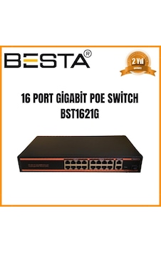 Bst-1621g Besta 16 Port 10/100 Poe + 2 Port 1000 Uplink Switch