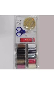 Temel Dikiş Seti, 10 Renkli İplik Ve Aksesuarlar İçeren Mini Set 1 Temel Dikiş Seti, 10 Renkli İplik Ve Aksesuarlar İçeren Mini Set 1