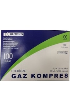 Kuteks Steril Gaz Kompres 7.5 x 7.5 CM 100'lü Kuteks Steril Gaz Kompres 7.5 x 7.5 CM 100'lü