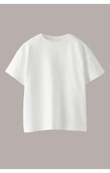 Monila Yeni Sezon Unisex Çocuk Basic Kısa Kollu Pamuklu T-shirt BEYAZ