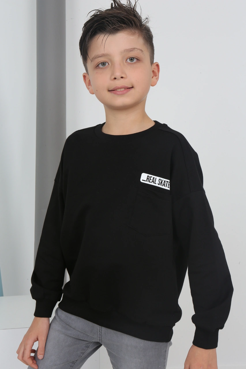 Toontoy Kids Toontoy Erkek Çocuk Baskılı Sweatshirt Siyah Toontoy Kids Toontoy Erkek Çocuk Baskılı Sweatshirt Siyah