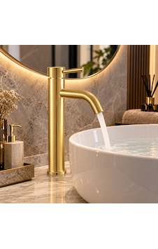 Alfas Mat Gold Çanak Lavabo Bataryası Fırçalı Altın 304 Paslanmaz Çelik Banyo Bataryası Yüksek 29cm Alfas Mat Gold Çanak Lavabo Bataryası Fırçalı Altın 304 Paslanmaz Çelik Banyo Bataryası Yüksek 29cm