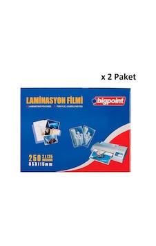Bigpoint Laminasyon Filmi 85x115mm 125 Mikron 100'lü Kutu X 2 Paket Bigpoint Laminasyon Filmi 85x115mm 125 Mikron 100'lü Kutu X 2 Paket