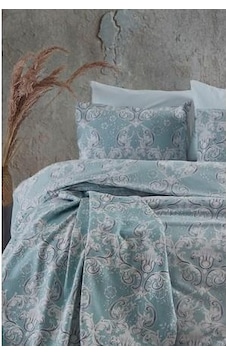 Cotton Life Çift Kişilik Nevresim Takımı Marbell Mavi Desenli