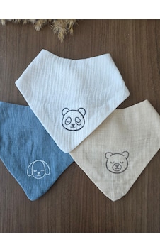 Sleepy Panda, Teddy & Puppy 3 Lü Nakışlı Müslin Bandana Önlük Seti Çok Renkli Sleepy Panda, Teddy & Puppy 3 Lü Nakışlı Müslin Bandana Önlük Seti Çok Renkli