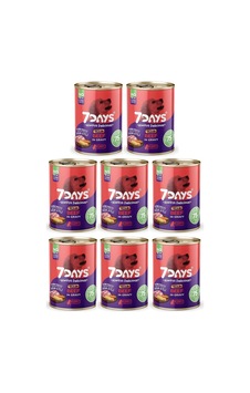 7 Days Tahılsız Taze Sığır Etli Soslu Yavru Köpek Konservesi 8 x 415 G