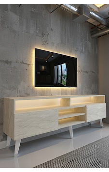 Resital Ledli Tv Sehpası - Led Işıklı - Traverten - W9030-8 Resital Ledli Tv Sehpası - Led Işıklı - Traverten - W9030-8