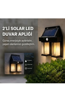 2& 39 Li Solar Güneş Enerjili Led Duvar Apliği, Hareket Sensörlü, Şarjlı, Kablosuz Dış Mekân Bahçe Ve Kapı L