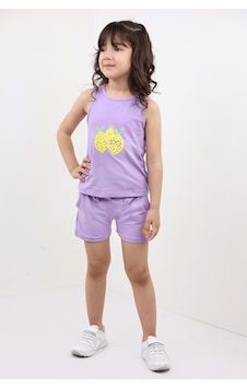 Toontoy Kids Toontoy Kız Bebek 2'li Takım Baskılı Bisiklet Yaka T-shirt & Beli Lastikli Cepli Şort Lila Toontoy Kids Toontoy Kız Bebek 2'li Takım Baskılı Bisiklet Yaka T-shirt & Beli Lastikli Cepli Şort Lila