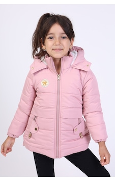 Toontoy Kız Çocuk Su İtici Kapüşonlu Fermuarlı Cepli Mont - İçi Suni Kürklü Pudra Toontoy Kız Çocuk Su İtici Kapüşonlu Fermuarlı Cepli Mont - İçi Suni Kürklü Pudra
