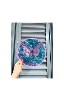 Desenli Katlanabilir Yuvarlak Yazlık Taşınabilir El Yelpazesi Pembe Kelebek 25cm Desenli Katlanabilir Yuvarlak Yazlık Taşınabilir El Yelpazesi Pembe Kelebek 25cm