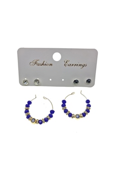 X-Lady Accessories Altın Renk Mavi Boncuk Şık Sallantılı El İşi Kombin Küpe Çok Renkli X-Lady Accessories Altın Renk Mavi Boncuk Şık Sallantılı El İşi Kombin Küpe Çok Renkli