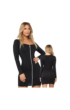 Fermuarlı Mini Elbise Kırmızı