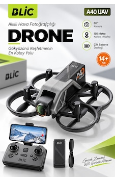 Blic A40 Uav Wifi Kameralı Drone, 150 Metre Kontrol Mesafesi, 360 Takla, Optik Akış Sabitleme, Çift Siyah Blic A40 Uav Wifi Kameralı Drone, 150 Metre Kontrol Mesafesi, 360 Takla, Optik Akış Sabitleme, Çift Siyah
