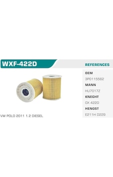 WINKEL WXF-422D Yağ Filtresi Polo 09- / Ibiza V / Fabia 1.2 TDI WINKEL WXF-422D Yağ Filtresi Polo 09- / Ibiza V / Fabia 1.2 TDI