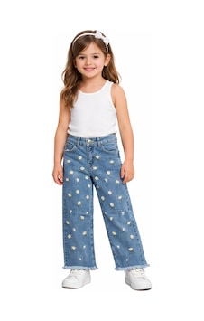 İrem Çocuk Giyim Kız Çocuk Papatya Nakışlı Geniş Paça Model Paçası Püsküllü Mavi Renk Pantolon Mavi İrem Çocuk Giyim Kız Çocuk Papatya Nakışlı Geniş Paça Model Paçası Püsküllü Mavi Renk Pantolon Mavi