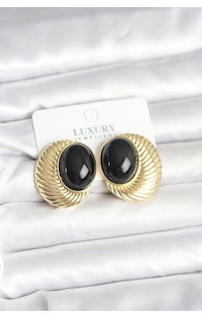 Mey İthalat Pirinç Gold Renk Siyah Boncuklu Oval Vintage Kadın Küpe Mey İthalat Pirinç Gold Renk Siyah Boncuklu Oval Vintage Kadın Küpe