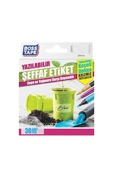 Boss Tape Seffaf Su Geçirmez Etiketler, 30'lu Paket, Seffaf 1 Boss Tape Seffaf Su Geçirmez Etiketler, 30'lu Paket, Seffaf 1