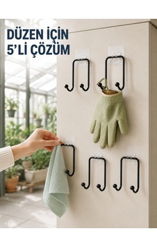 5 Adet Çok Amaçlı Yapışkanlı Askılık Ev Düzenleyici Duvar Askısı Diğer
