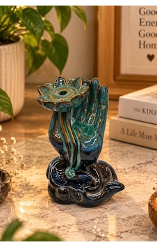 Turkuaz Seramik Lotus Çiçekli Geri Akışlı Şelale Tütsülük Buhurdanlık 6,5x9,5 Cm 9-3 Turkuaz Seramik Lotus Çiçekli Geri Akışlı Şelale Tütsülük Buhurdanlık 6,5x9,5 Cm 9-3