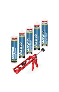 Silikonize Mastik 5 Adet Kahverengi Mastik + 1 Adet Tabanca Kahve 500gr Acryrub