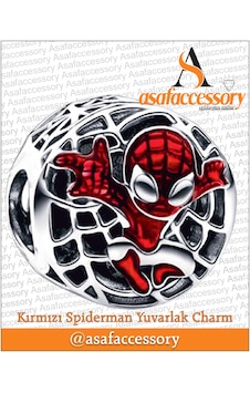 Kırmızı Spiderman Yuvarlak Charm Çok Renkli Kırmızı Spiderman Yuvarlak Charm Çok Renkli