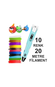 Mavi 3d Kalem Yazıcı+10 Renk 20 Metre 10x2metre Pla Filament Mavi 3d Kalem Yazıcı+10 Renk 20 Metre 10x2metre Pla Filament