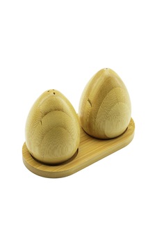 Baharatlık 2pcs Yumurta Modeli Ahşap Bambu Tuzluk Baharatlık Ahşap Standlı Çok Renkli