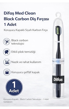 Difaş Med Clean Black Carbon Diş Fırçası 1 Adet Koruyucu Kapaklı Siyah Karbon Fırça Difaş Med Clean Black Carbon Diş Fırçası 1 Adet Koruyucu Kapaklı Siyah Karbon Fırça