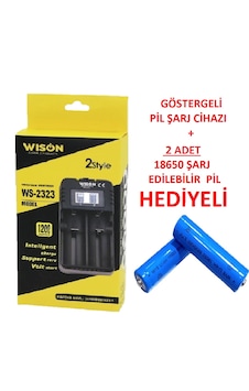 Wison Göstergeli Pil Şarj Cihazı + 18650 Şarj Edilebilir Pil Hedi
