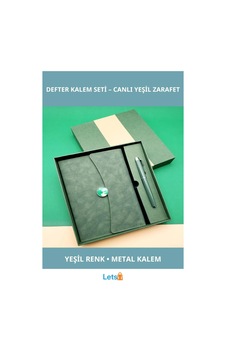 Yeşil Renk Şık Çizgili Defter Metal Kalem Hediye Seti Çok Renkli Yeşil Renk Şık Çizgili Defter Metal Kalem Hediye Seti Çok Renkli