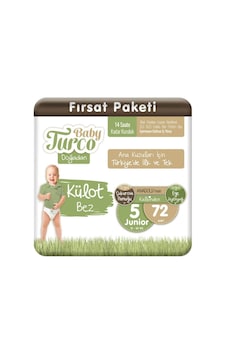 Baby Turco Doğadan 5 Numara Külot Bez Junior Fırsat Paketi 72 Adet Baby Turco Doğadan 5 Numara Külot Bez Junior Fırsat Paketi 72 Adet