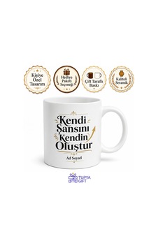 Kendi Şansını Kendin Oluştur Motivasyon Sözlü Kahve Kupası Hediye Bardak Beyaz / Çok Renkli Kendi Şansını Kendin Oluştur Motivasyon Sözlü Kahve Kupası Hediye Bardak Beyaz / Çok Renkli
