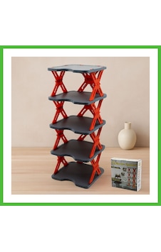 Vaveni 5 Katlı Katlanabilir Akordeon Plastik Ayakkabılık 27x27 Cm Arz Çok Renkli