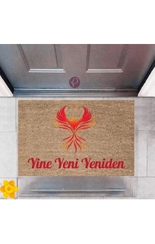 Kapı Önü Paspası Dekoratif Dijital Baskı Yine Yeni Yeniden P-2377 Renkli