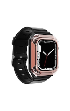 Apple Uyumlu  Watch  7 45mm Zore Krd-88 Sert Pc Kasa Koruyuculu Silikon Kordon
