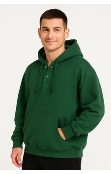 Erkek Kapüşonlu Hoodie Cepli Çıtçıtlı 3 İplik Pamuklu Sweatshirt - Haki Erkek Kapüşonlu Hoodie Cepli Çıtçıtlı 3 İplik Pamuklu Sweatshirt - Haki