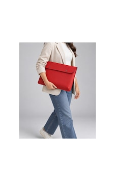 Plush Studıo Flaming Hot Kırmızı Deri Bilgisayar Ve Evrak Çantası 15.6 Inch 40x30 Cm Kırmızı Kırmızı