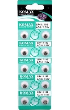 Komax AG3 LR41 1.55V Saat Pili 10'lu Komax AG3 LR41 1.55V Saat Pili 10'lu