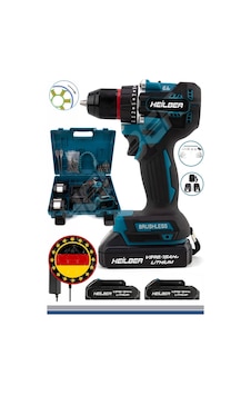 Heilber Ba01013b Alman Max V998 15ahm Blue Bakır Sargılı Çift Batarya Akülü Vidalama Çelik Şanzıman Şarjlı Matkap