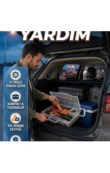 27 Parça Araç Acil Durum Ve Yardım Seti Kompakt Oto Ekipman Çantası