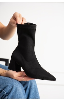 Dabab Shoes Neva Kadın Siyah Streç Süet Sivri Burun Fermuarlı 6 Cm Kalın Topuklu Bot Bootie Dabab Shoes Neva Kadın Siyah Streç Süet Sivri Burun Fermuarlı 6 Cm Kalın Topuklu Bot Bootie