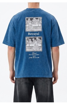 Respire Erkek Betrayal Baskılı Yıkamalı Oversize T-shirt Lacivert Respire Erkek Betrayal Baskılı Yıkamalı Oversize T-shirt Lacivert