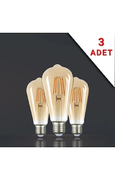 3 Adet Led Filamanlı E27 Rustik Ampul 4 Watt Gün Işığı St64